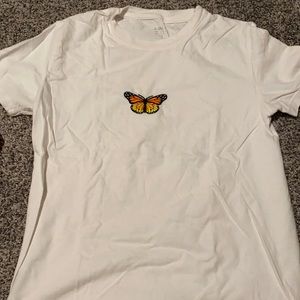 white brandy melville butterfly graphic tee